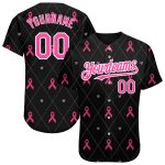 Personalized 3D Pink Ribbon Breast Cancer Awareness Baseball Jersey for Women - Custom Name and Number Support Team Personalized