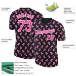 Customizable Breast Cancer 3D Pink Ribbon T-Shirt with Name & Number - Black Pink-White Performance Tee Personalized Black