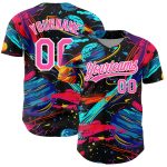 Personalized 3D Space Planets and Rockets Baseball Jersey in Black Pink-White Personalized Black Pink-White 3D Space Planets