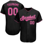 Personalized Authentic Black Pink-White Baseball Jersey for Custom Fan Apparel Personalized Black Pink-White Authentic Baseball