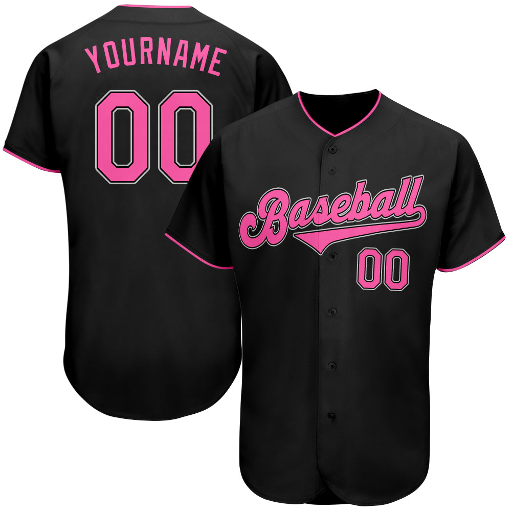 Personalized Authentic Black Pink-White Baseball Jersey for Custom Fan Apparel Personalized Black Pink-White Authentic Baseball