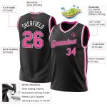 Personalized Authentic Black Pink-White Throwback Basketball Jersey Personalized Black Pink-White Authentic Throwback Basketball