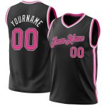 Personalized Authentic Black Pink-White Throwback Basketball Jersey Personalized Black Pink-White Authentic Throwback Basketball