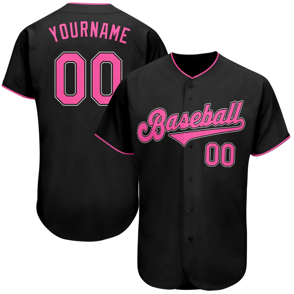 Personalized Baseball Jersey in Black, Pink, and White - Custom Team Jersey 2 Personalized Black Pink-White Baseball Jersey