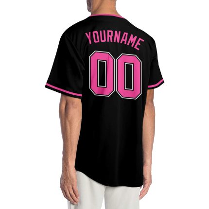 Customizable Black Pink-White Baseball Jersey for Men, Women, and Kids Personalized Black Pink-White Baseball Jersey 3