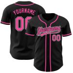 Personalized Black Baseball Jersey for Men & Women - Stylish Pink-White Design Personalized Black Pink-White Baseball Jersey