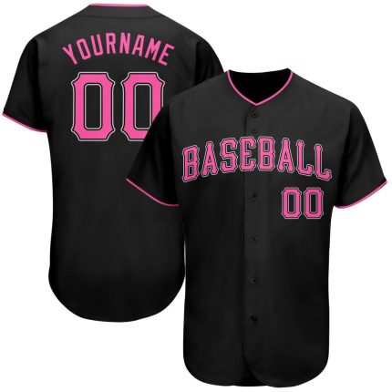 Custom Black and Pink Baseball Jersey - Personalized Sports Apparel Personalized Black Pink-White Baseball Jersey