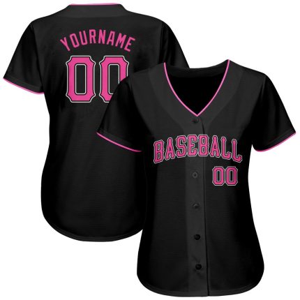 Custom Black and Pink Baseball Jersey - Personalized Sports Apparel Personalized Black Pink-White Baseball Jersey