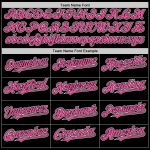 Custom Name and Number Black Pink-White Varsity Bomber Hoodie Jacket Full-Snap Letterman Personalized Black Pink-White Bomber