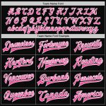 Personalized Black Pink White Varsity Letterman Bomber Jacket Full-Snap Personalized Black Pink-White Bomber Full-Snap Varsity