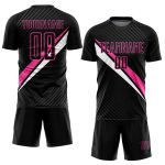 Personalized Soccer Jersey - Black Pink-White Diagonal Lines Sublimation Design Personalized Black Pink-White Diagonal Lines
