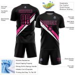 Custom Name and Number Soccer Jersey - Personalized Diagonal Black Pink-White Sublimation Team Uniform Personalized Black