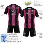 Custom Name and Number Volleyball Uniform Jersey - Personalized Black Pink-White Geometric Shape Design Personalized Black