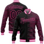 Personalized Pink White Halftone 3D Bomber Varsity Letterman Jacket - Full-Snap Design Personalized Black Pink-White Halftone