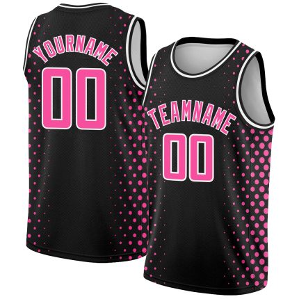 Custom Black Pink-White Halftone Basketball Jersey with Personalized Name and Number - Authentic City Edition Personalized