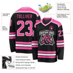 Custom Black Pink-White Hockey Jersey for Men and Women - Personalized Sports Apparel Personalized Black Pink-White Hockey