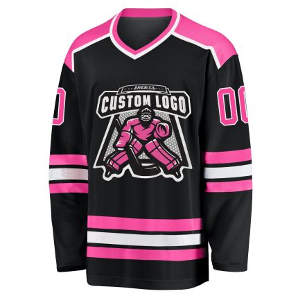 Custom Black Pink-White Hockey Jersey for Men and Women - Personalized Sports Apparel Personalized Black Pink-White Hockey