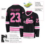 Custom Name and Number Personalized Black Pink White Hockey Jersey for Team Personalized Black Pink-White Hockey Jersey Team