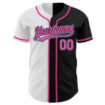 Custom Name Number Authentic Split Fashion Baseball Jersey Black Pink White Light Blue Personalized Black Pink White-Light