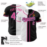 Custom Name Number Authentic Split Fashion Baseball Jersey Black Pink White Light Blue Personalized Black Pink White-Light