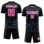 Personalized Soccer Jersey - Black Pink White Lines Sublimation Uniform Personalized Black Pink-White Lines Sublimation Soccer