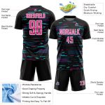 Personalized Soccer Jersey - Black Pink White Lines Sublimation Uniform Personalized Black Pink-White Lines Sublimation Soccer