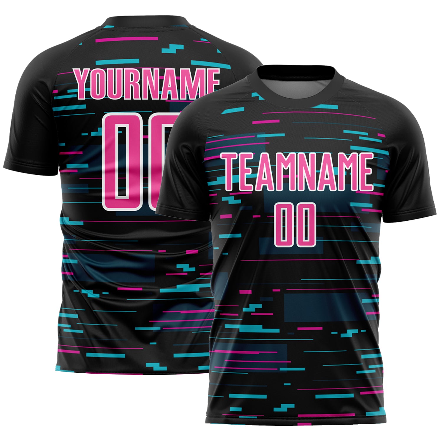 Personalized Soccer Jersey - Black Pink White Lines Sublimation Uniform Personalized Black Pink-White Lines Sublimation Soccer