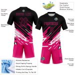 Custom Name Number Volleyball Jersey Black Pink White Lines Sublimation Uniform Team Personalized Black Pink-White Lines