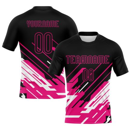 Custom Name Number Volleyball Jersey Black Pink White Lines Sublimation Uniform Team Personalized Black Pink-White Lines