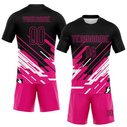 Custom Name Number Volleyball Jersey Black Pink White Lines Sublimation Uniform Team Personalized Black Pink-White Lines