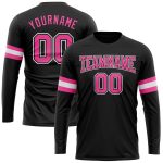 Personalized Black Long Sleeve Performance T-Shirt in Pink and White Personalized Black Pink-White Long Sleeve Performance
