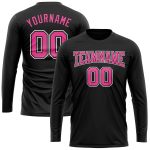 Personalized Black Long Sleeve Performance T-Shirt in Pink and White Personalized Black Pink-White Long Sleeve Performance