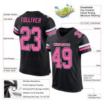 Custom Black Pink-White Mesh Football Jersey with Personalized Name and Number - Authentic Team Gear Personalized Black Pink-White