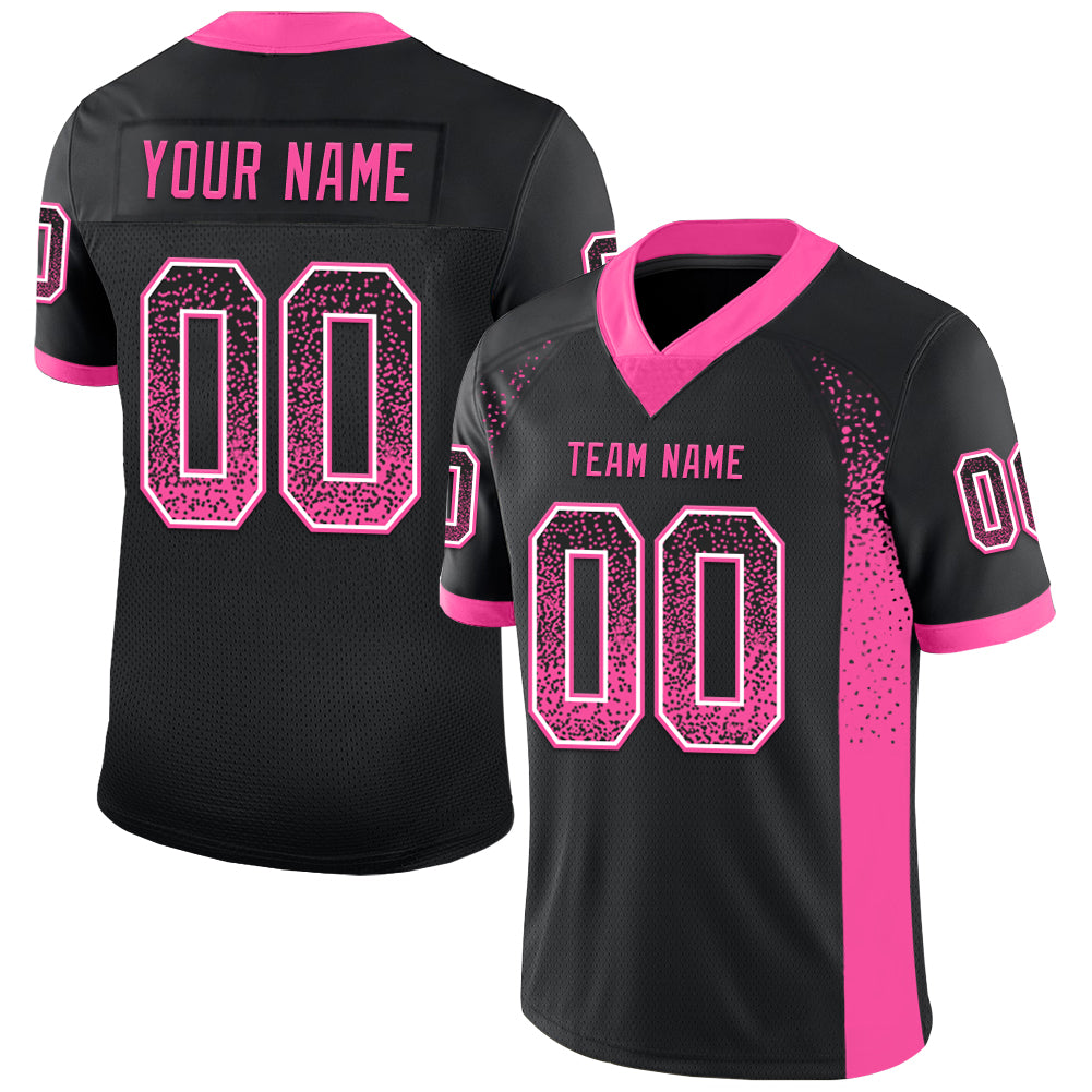 Custom Name & Number Black Pink-White Mesh Drift Fashion Football Jersey - Personalized Team Jersey Personalized Black Pink-White
