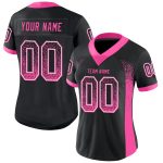 Custom Name & Number Black Pink-White Mesh Drift Fashion Football Jersey - Personalized Team Jersey Personalized Black Pink-White
