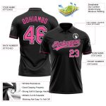 Personalized Vapor Golf Polo Shirt in Black Pink-White for Performance Wear Personalized Black Pink-White Performance Vapor