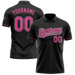 Personalized Vapor Golf Polo Shirt in Black Pink-White for Performance Wear Personalized Black Pink-White Performance Vapor