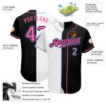 Personalized Black Pink White Split Fashion Baseball Jersey for Women Personalized Black Pink-White Split Fashion Baseball