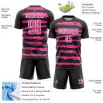 Personalized Black Pink White Soccer Jersey Uniform - Custom Sublimation Design Personalized Black Pink-White Sublimation