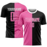 Personalized Pink Black Sublimation Soccer Jersey for Fashion Forward Athletes Personalized Black Pink-White Sublimation