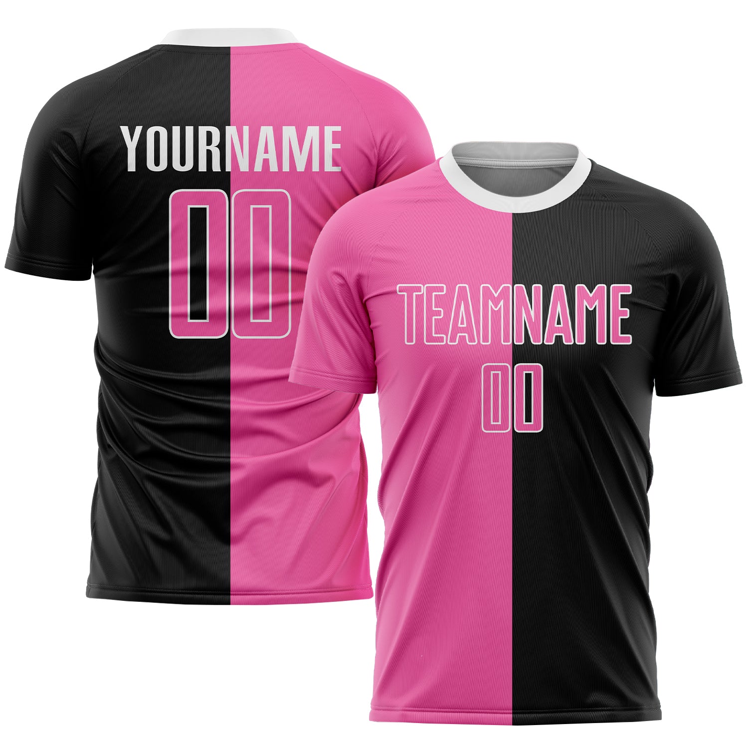 Custom Black Pink-White Soccer Jersey with Name and Number - Personalized Split Fashion Uniform Team Apparel Personalized