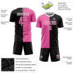 Custom Black Pink-White Soccer Jersey with Name and Number - Personalized Split Fashion Uniform Team Apparel Personalized