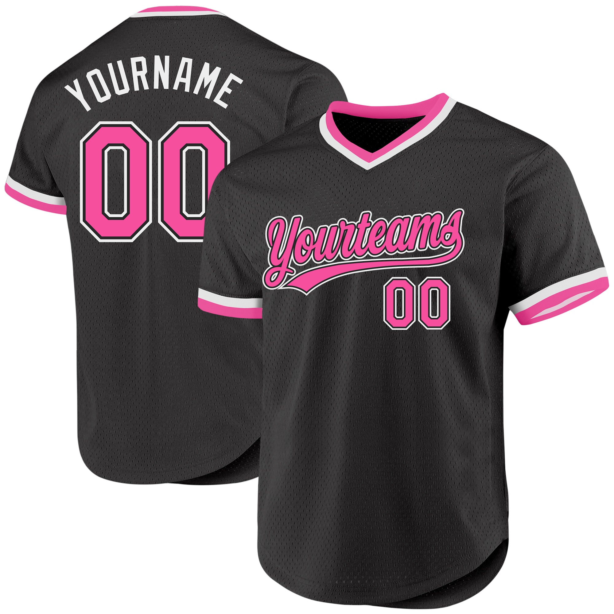 Personalized Black Pink White Baseball Jersey for Throwback Style Personalized Black Pink-White Throwback Baseball Jersey
