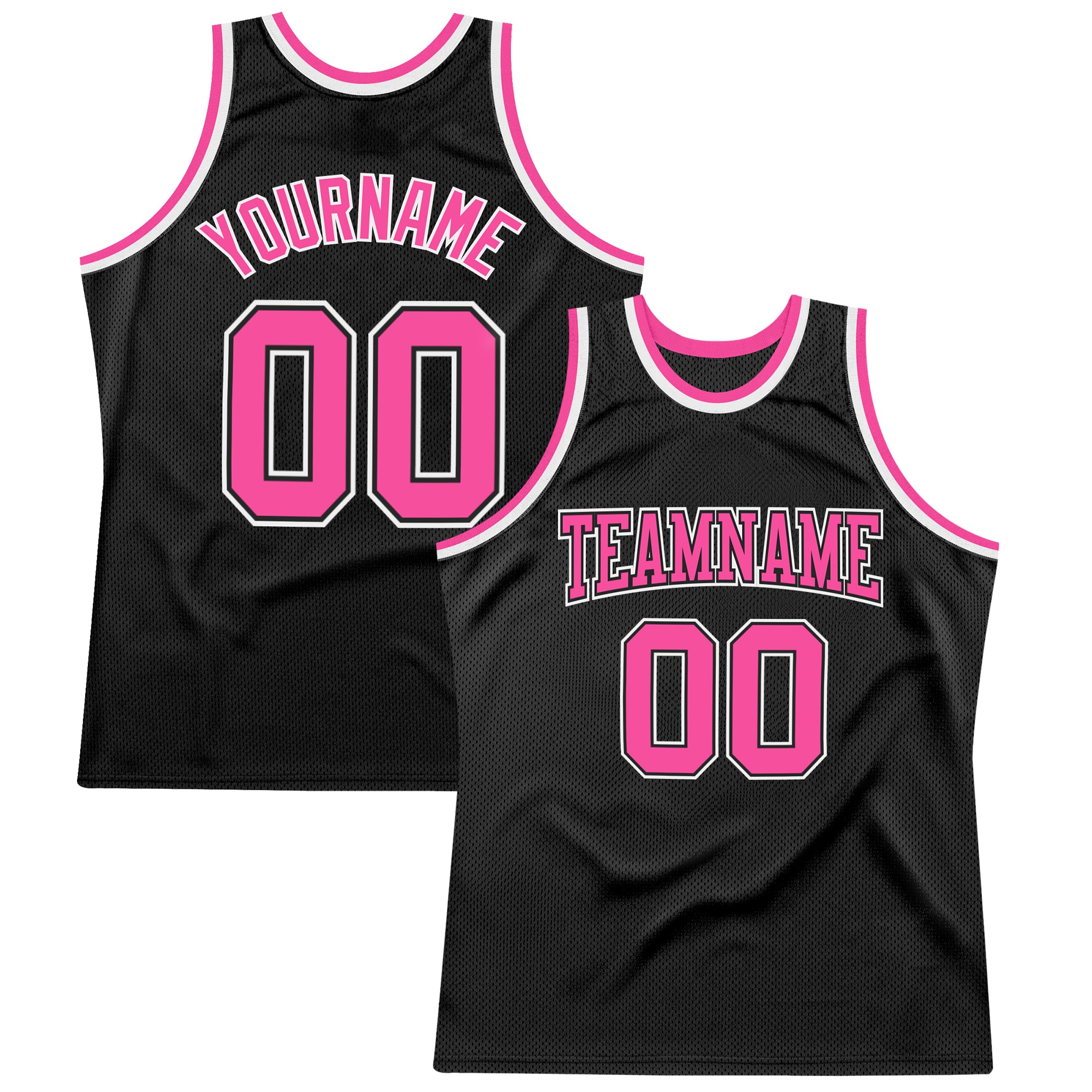 Custom Black Pink White Basketball Jersey - Personalized Throwback Style Personalized Black Pink-White Throwback Basketball
