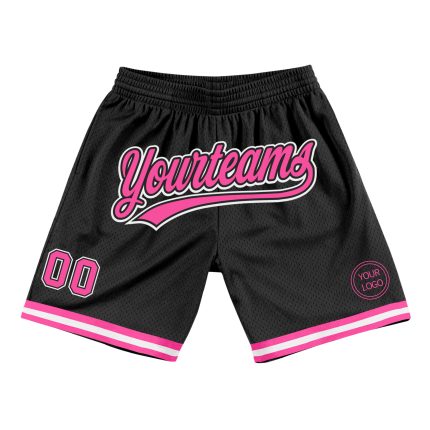 Personalized Throwback Basketball Shorts in Black and Pink-White for Men & Women Personalized Black Pink-White Throwback