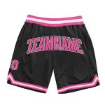 Personalized Basketball Shorts in Black and Pink-White Throwback Design Personalized Black Pink-White Throwback Basketball