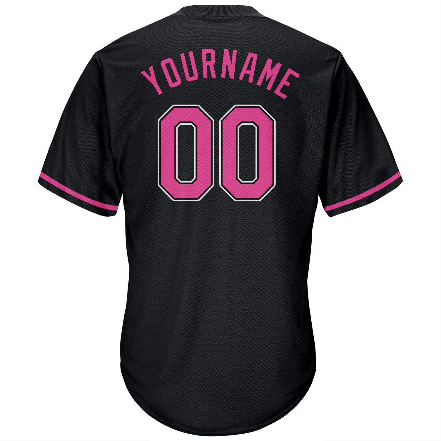 Personalized Black Pink White Baseball Jersey Shirt - Throwback Rib-Knit Design Personalized Black Pink-White Throwback Rib-Knit - Image 3
