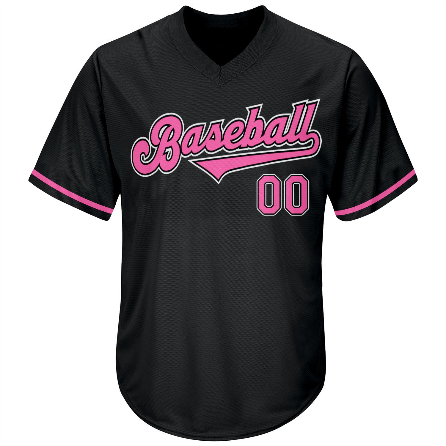 Personalized Black Pink White Baseball Jersey Shirt - Throwback Rib-Knit Design Personalized Black Pink-White Throwback Rib-Knit - Image 2