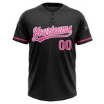 Personalized Black Softball Jersey Unisex Two-Button in Pink-White Design Personalized Black Pink-White Two-Button Unisex