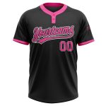 Custom Black Pink White Softball Jersey Unisex Two-Button Design Personalized Black Pink-White Two-Button Unisex Softball